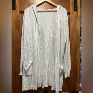 Light Speckled Open-Front Hooded Women’s Cardigan